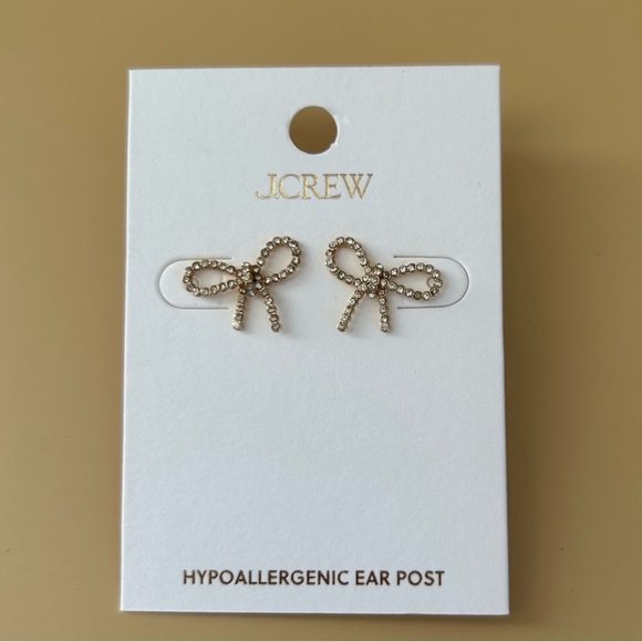 NWT J. Crew Crystal Bow Stud Earrings - Picture 15 of 16